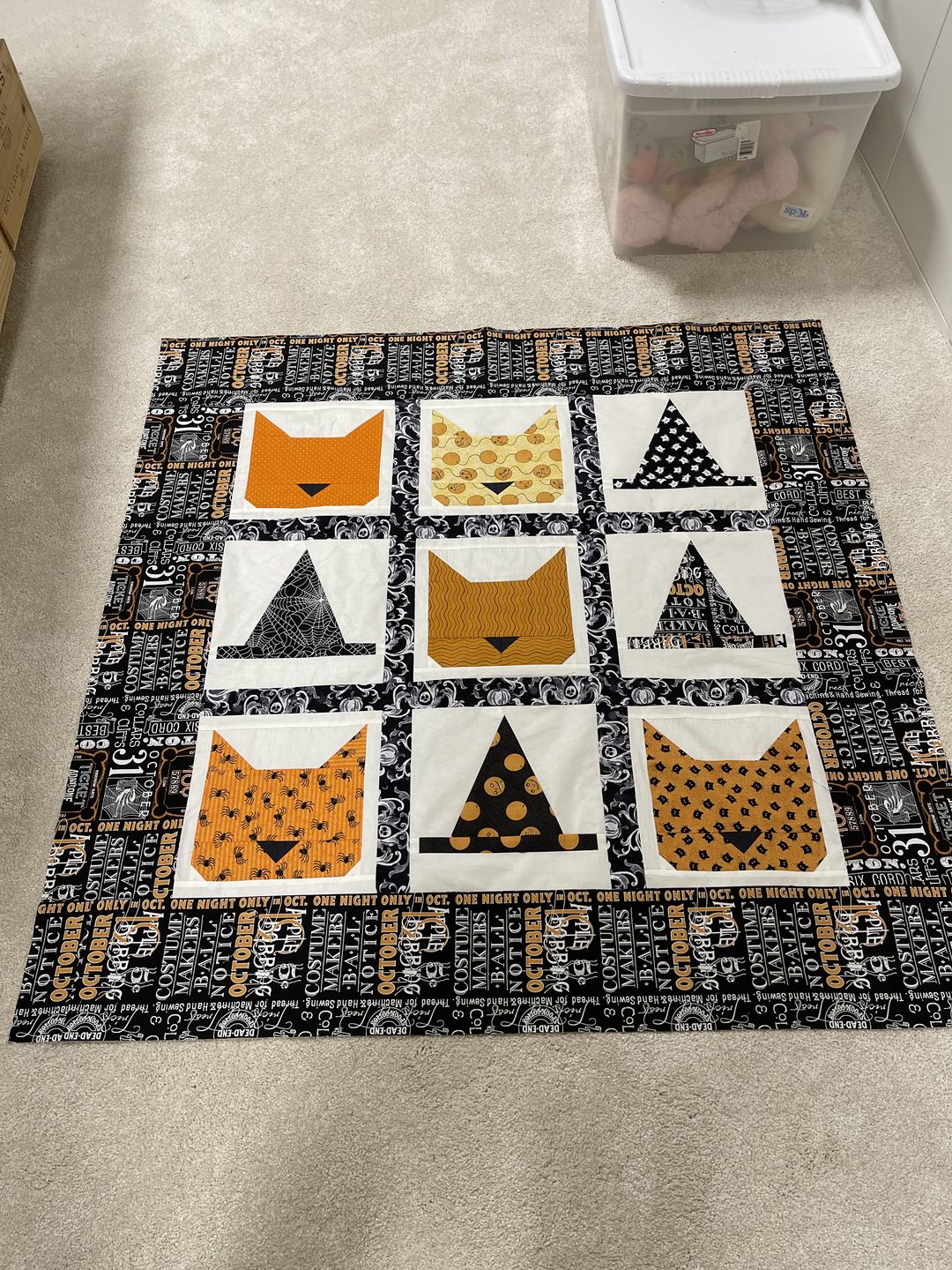 Customer photo review of Tic Tac Cat | Digital PDF Quilt Pattern with Holiday Version