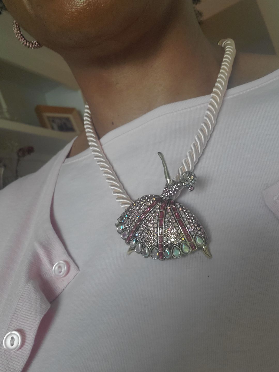 Customer photo review of Heidi Daus® "Elegant Essentials" Pin Enhancer Cord Necklace