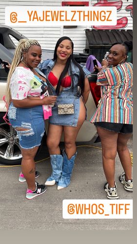 Customer photo review of Denim Patchwork Unique Fold Over Block Boots