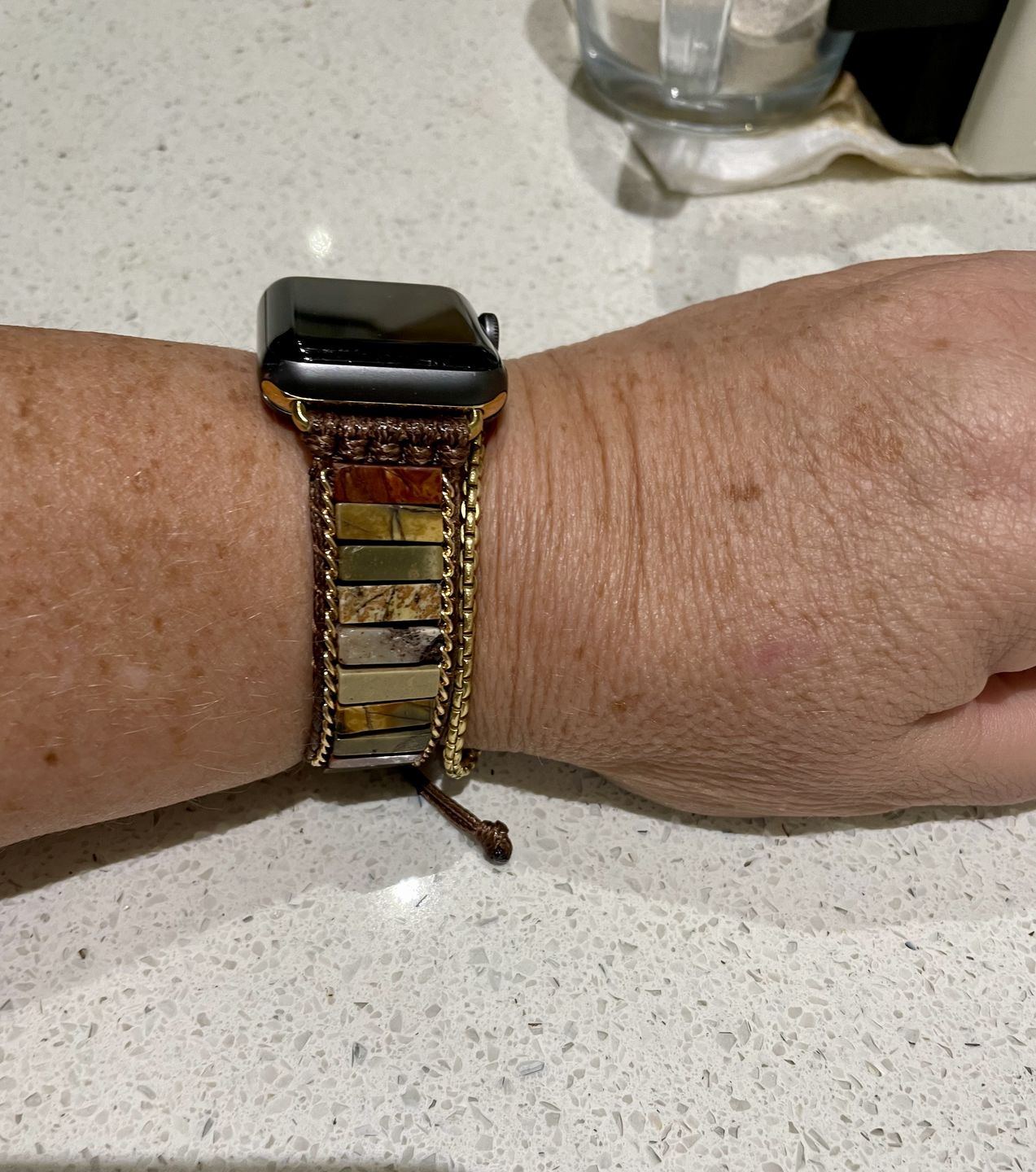 Customer photo review of Delicate Picasso Jasper Apple Watch Strap