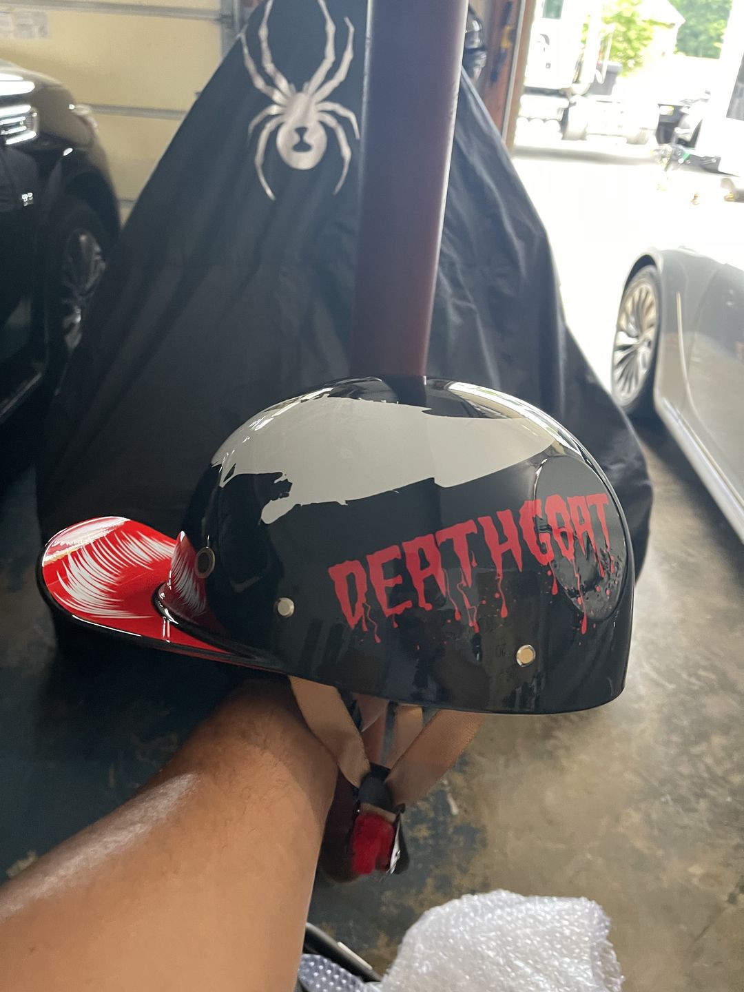 Customer photo review of Baseball Motorcycle Helmet Built-in Visor