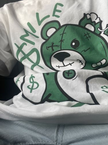 Customer photo review of Jordan 13 Lucky Green DopeSkill T-Shirt BEAN Graphic