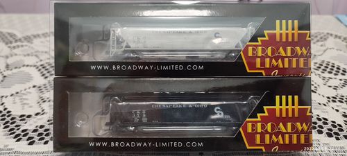 Customer photo review of BLI 7259 H32 Covered Hopper, C&O, Variety 2-pack, N Scale (Fantasy Paint Scheme)