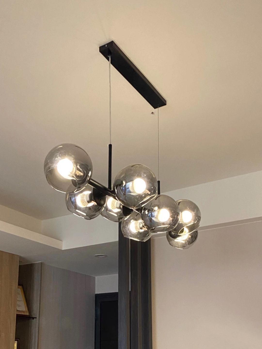 Customer photo review of Modern Mid-Century Globe Kitchen Island Pendant Light
