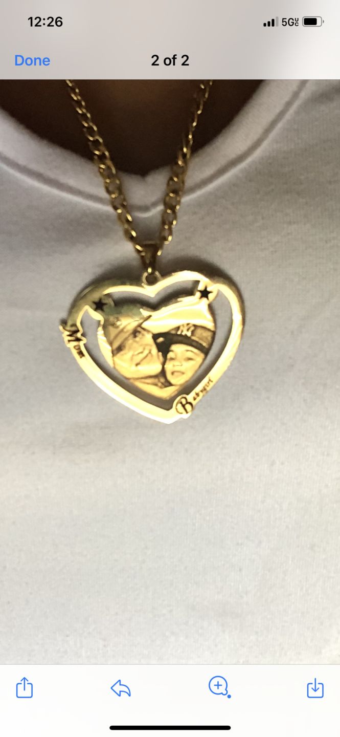 Customer photo review of Photo Engraved Heart Necklace