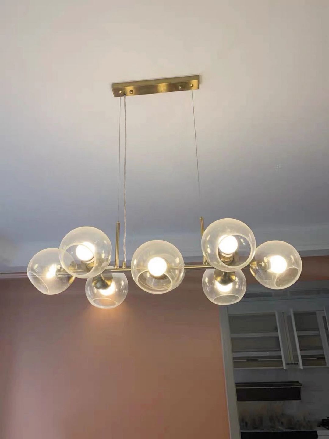 Customer photo review of Modern Mid-Century Globe Kitchen Island Pendant Light