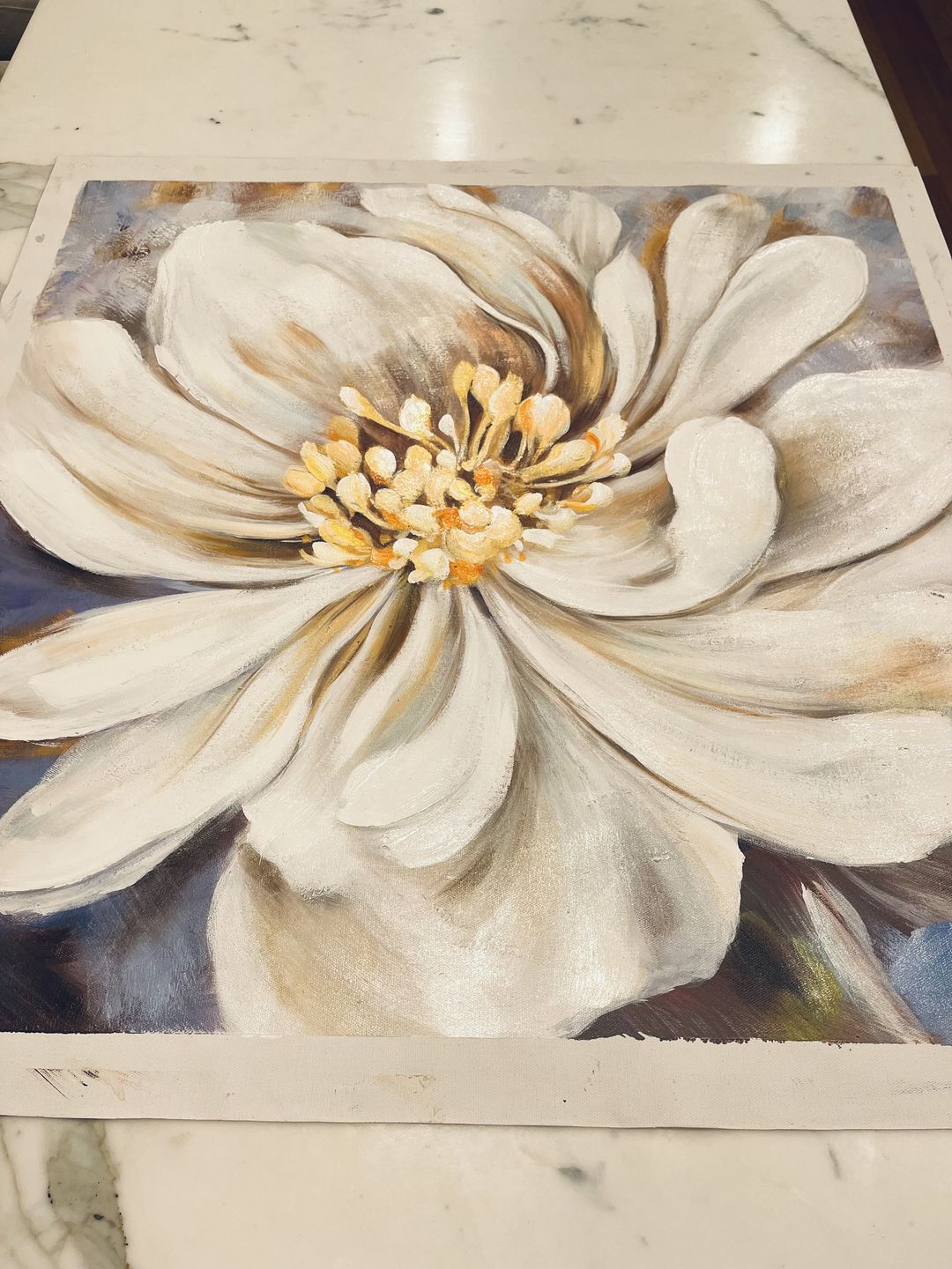 Customer photo review of WHITE POSY, PLOWER PAINTING, HAND-PAINTED CANVAS