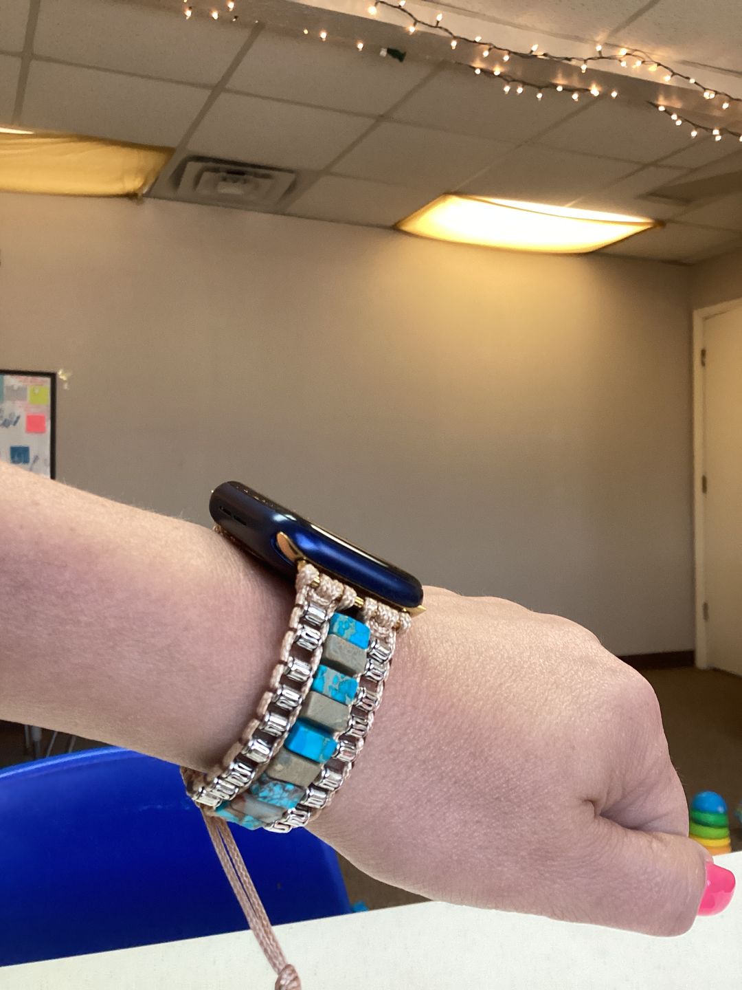 Customer photo review of Divine Ivory Turquoise Apple Watch Strap