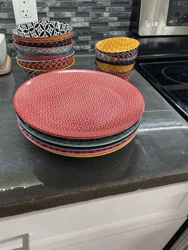 Customer photo review of Ceramic Plate and Bowl Set - Set of 12