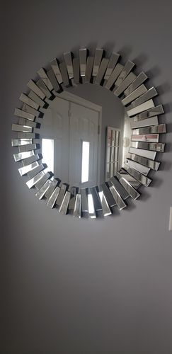 Customer photo review of Sunburst Beveled Round Mirror 35"