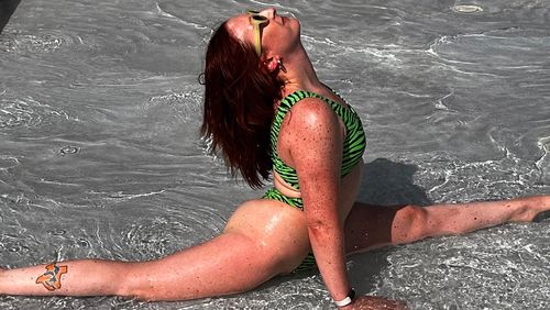 Customer photo review of Neon Zebra Print MonoKini