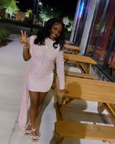 Customer photo review of Sequined Party Cut Out Mini Dress