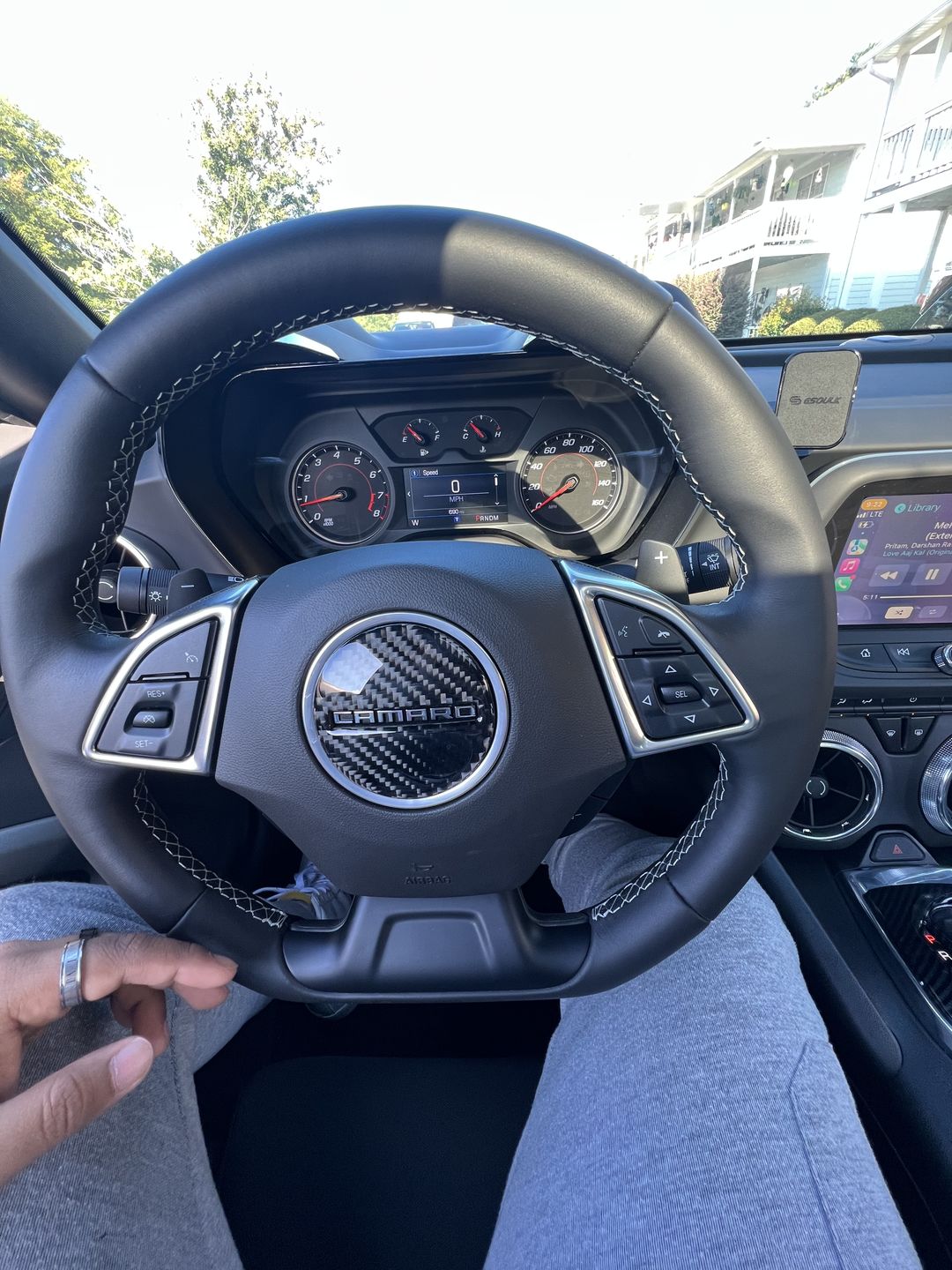 Customer photo review of Carbon Fiber Steering Wheel Center Overlay For Chevy Camaro 2016-2021