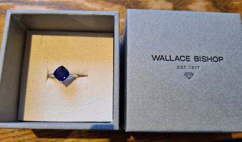 Customer photo review of Created Sapphire Solitaire in 9ct White Gold