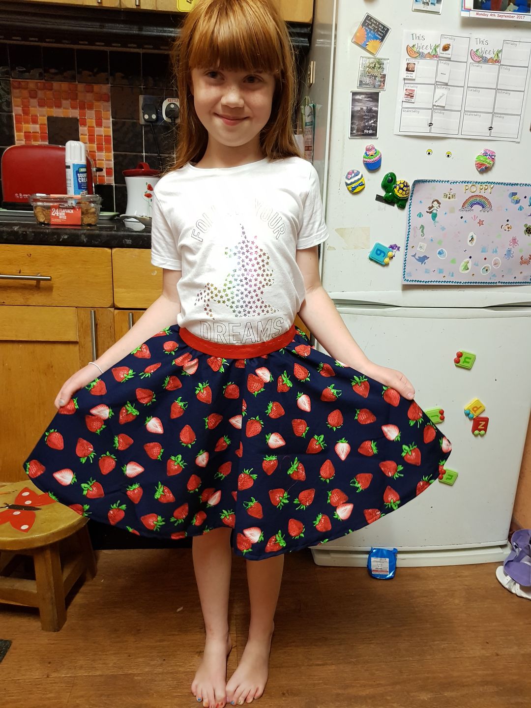 Customer photo review of Strawberry Rose & Hubble Cotton Poplin Fabric