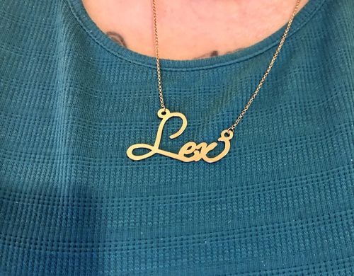 Customer photo review of Large Script  Name Necklace