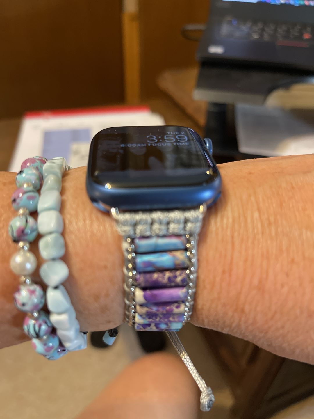 Customer photo review of Serene Imperial Jasper Apple Watch Strap