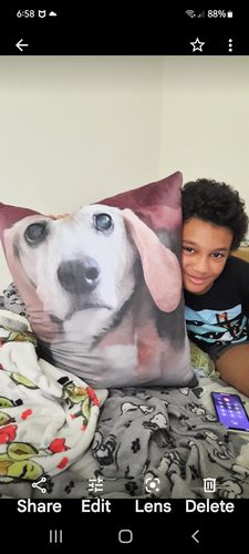 Customer photo review of Create A Custom Face Pillow