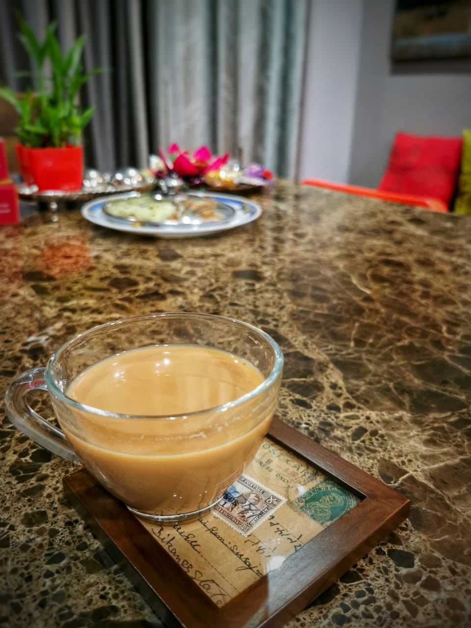Customer photo review of Teak Wood Coaster - Old Stamp