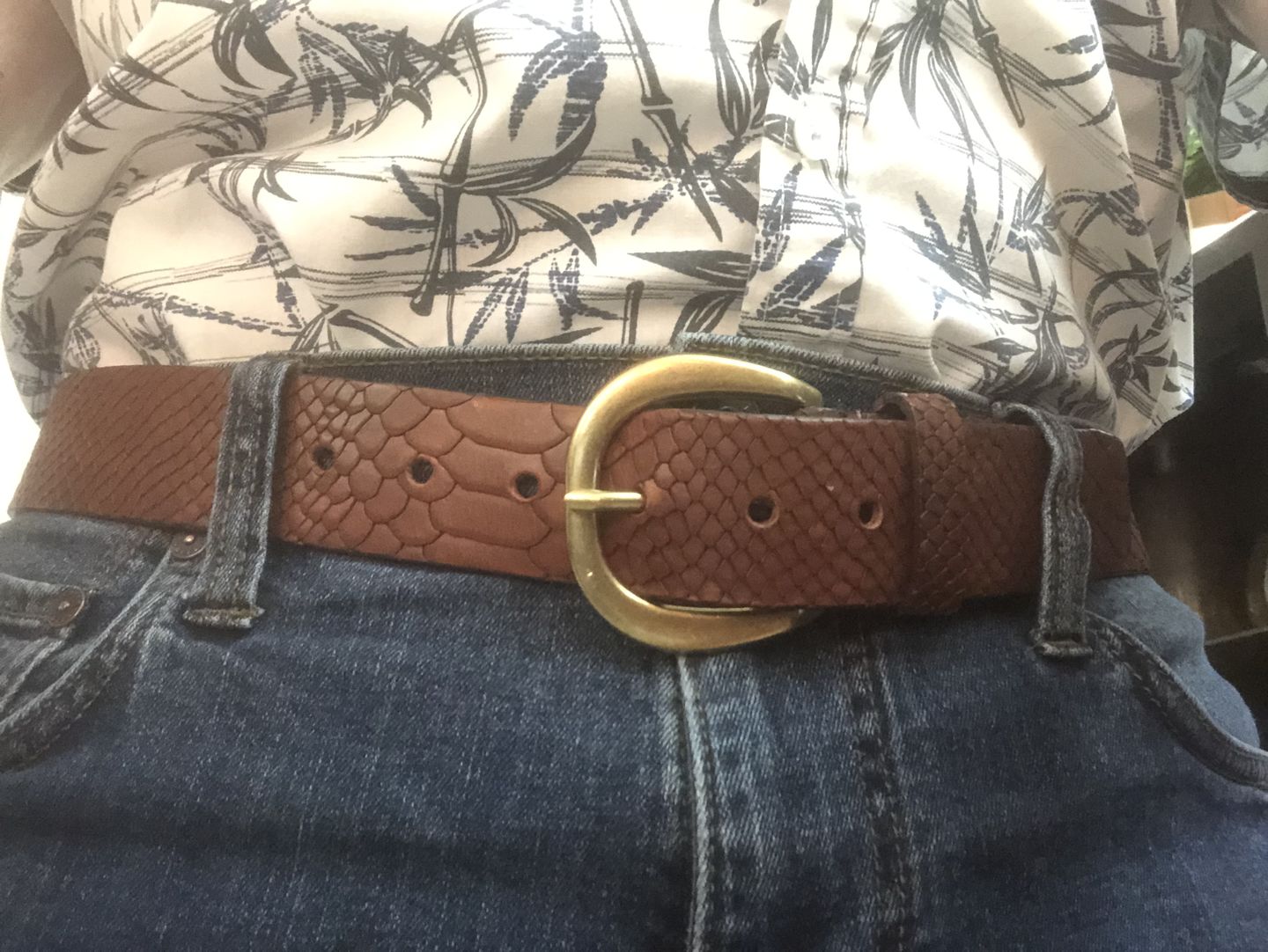 Customer photo review of Snake Skin Embossed 100 % Real Leather Belt Made in Canada