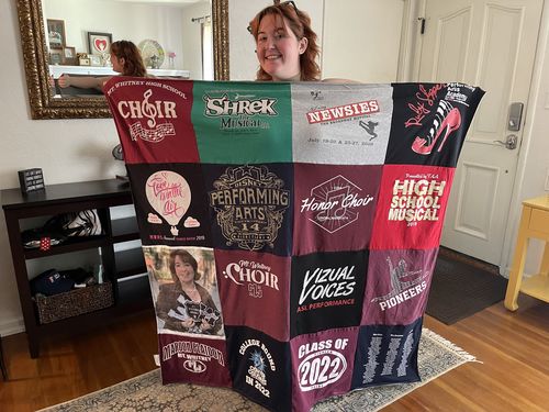 T-shirt quilt from whitney high school by Devon from CA