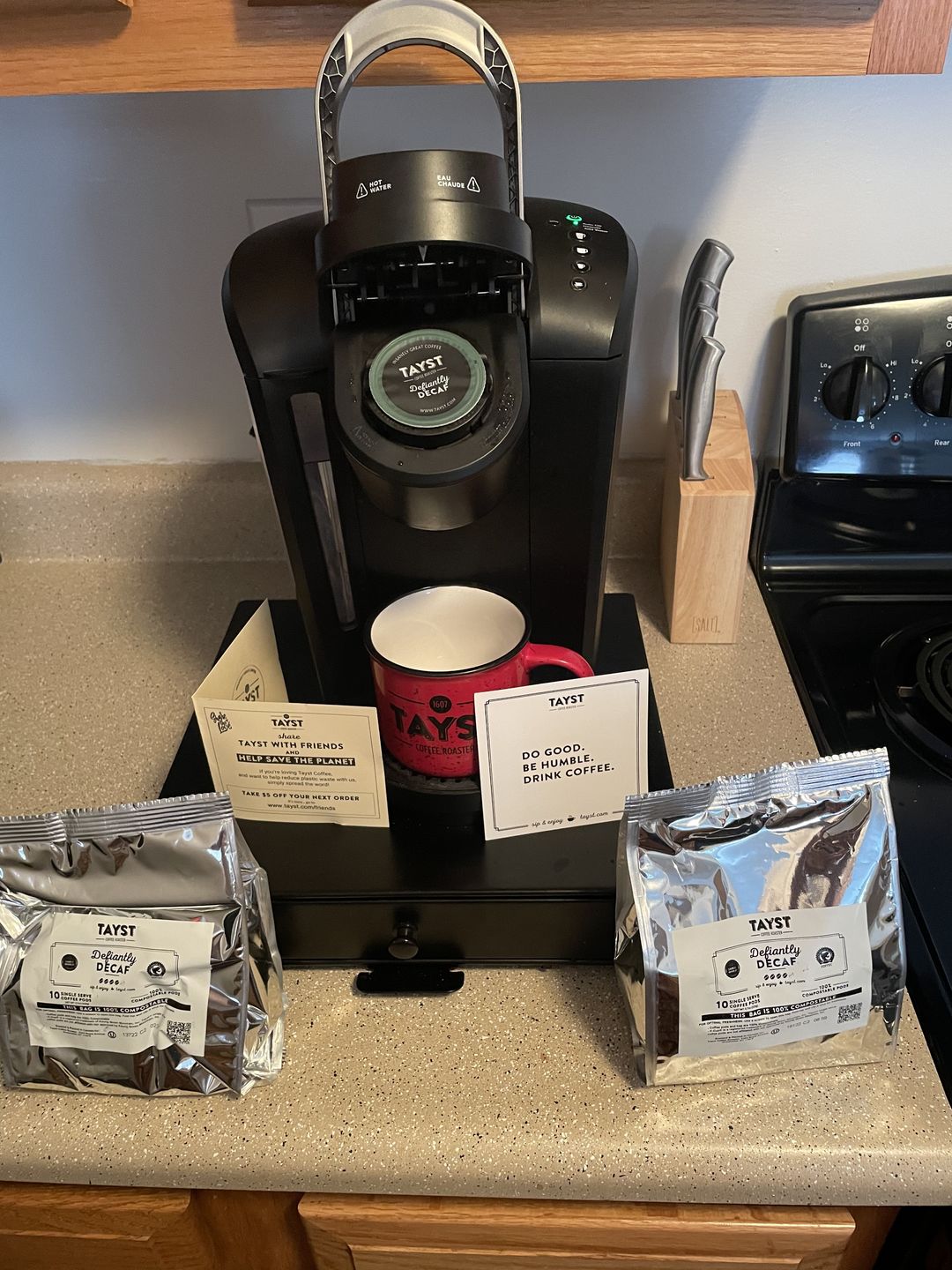 Customer photo review of Defiantly Decaf Coffee Pods