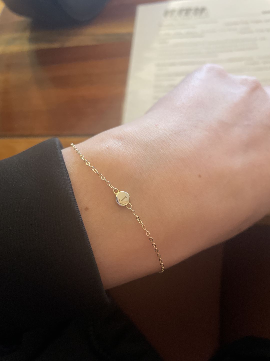 Customer photo review of Initial Letter Dot Bracelet