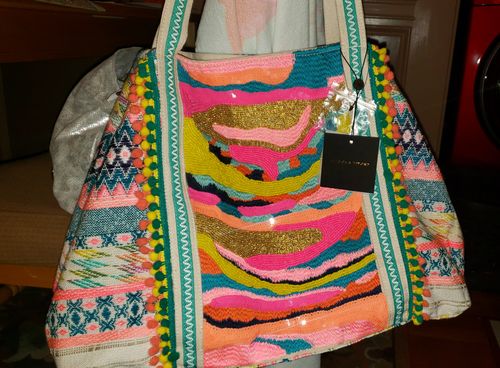 Customer photo review of Daphne Embellished Multi-colored Hand Beaded Tote