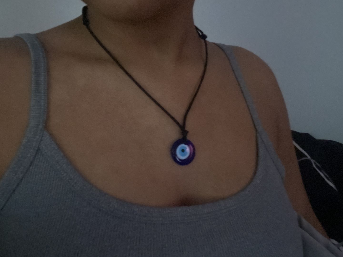 Customer photo review of Glass Evil Eye Good Luck and Protection Necklace