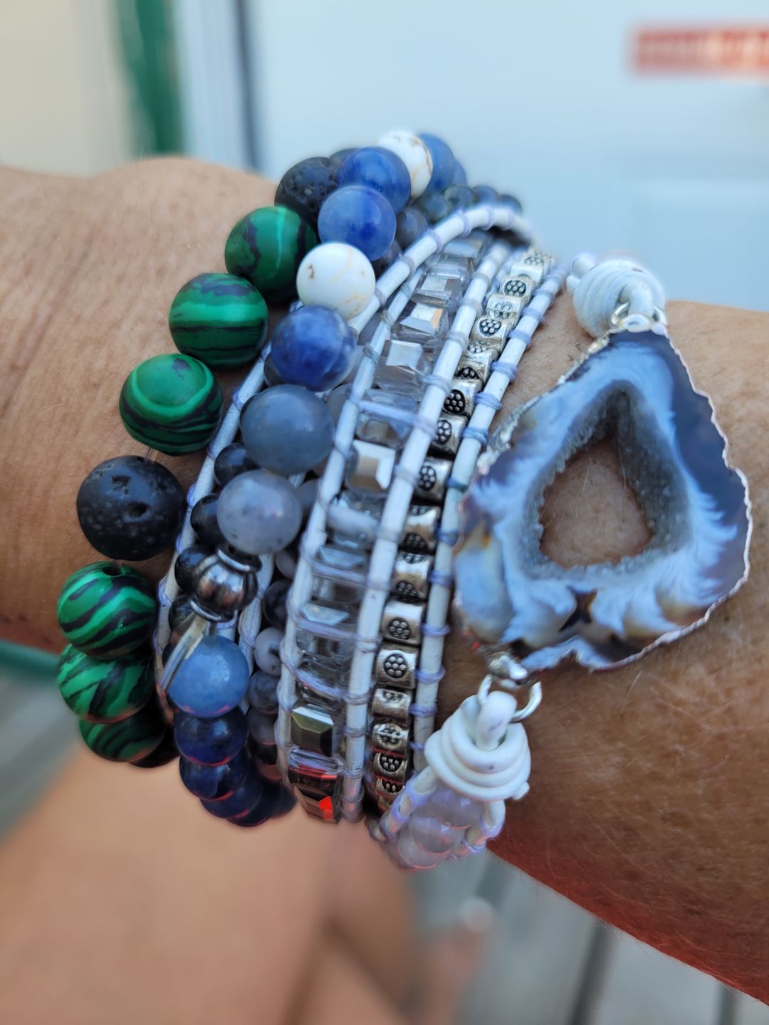 Customer photo review of Magical White Labradorite & Druzy Bracelet