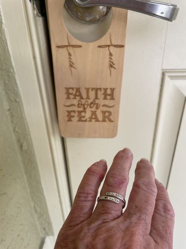 Customer photo review of "FAITH OVER FEAR" Sterling Silver Cross Ring