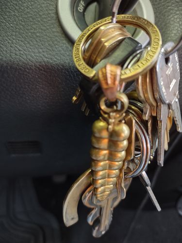 Customer photo review of Brass Rattlesnake Tail Pendant