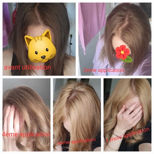 Customer photo review of Notre soin éclaircissant pour des cheveux rayonnants en moins de 5 minutes