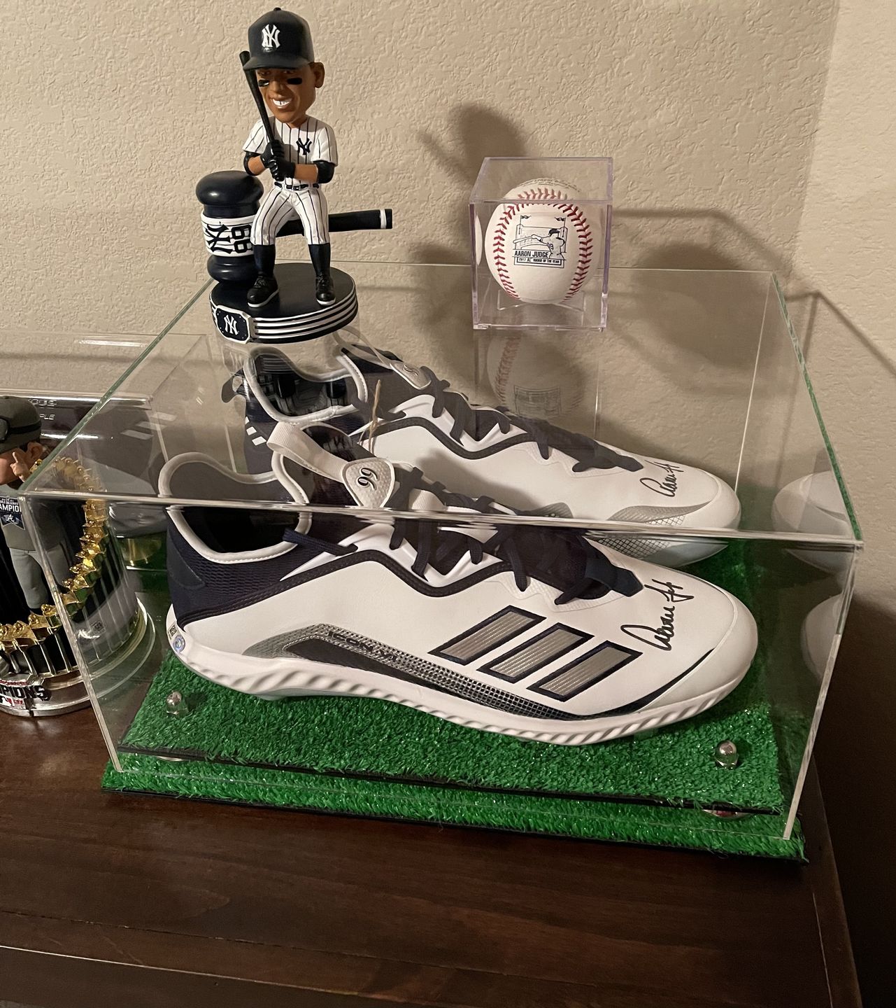 Customer photo review of Large Shoe Display Case for Basketball Shoes, Soccer, Football Cleats - 15.25 x 12 x 8 Clear (A026/V12)