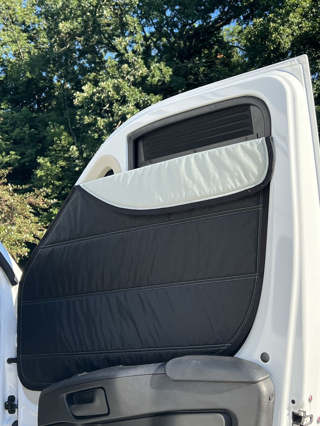 Customer photo review of Promaster - Front Door Shades (set)