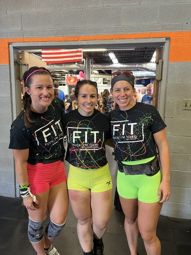 Customer photo review of Salty Savage Ladies “FIT Fuck, I’m Tired” Paint Splatter Crop Tee | Black