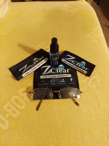 Customer photo review of Anti Fog & Lens Cleaner 2oz Spray For Glasses | Easy to Use | Safe for all Lenses |+Microfiber Cloth