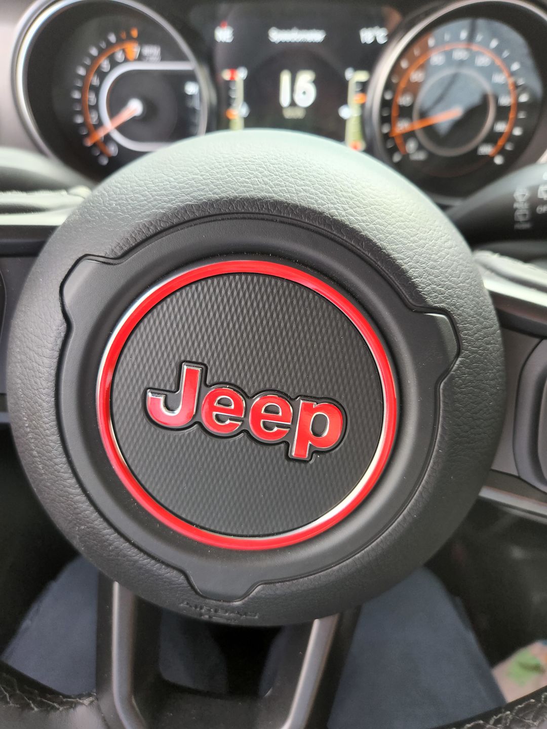 Customer photo review of Center Ring Steering Wheel Vinyl Overlay Cover for Jeep | Fits Jeep Models