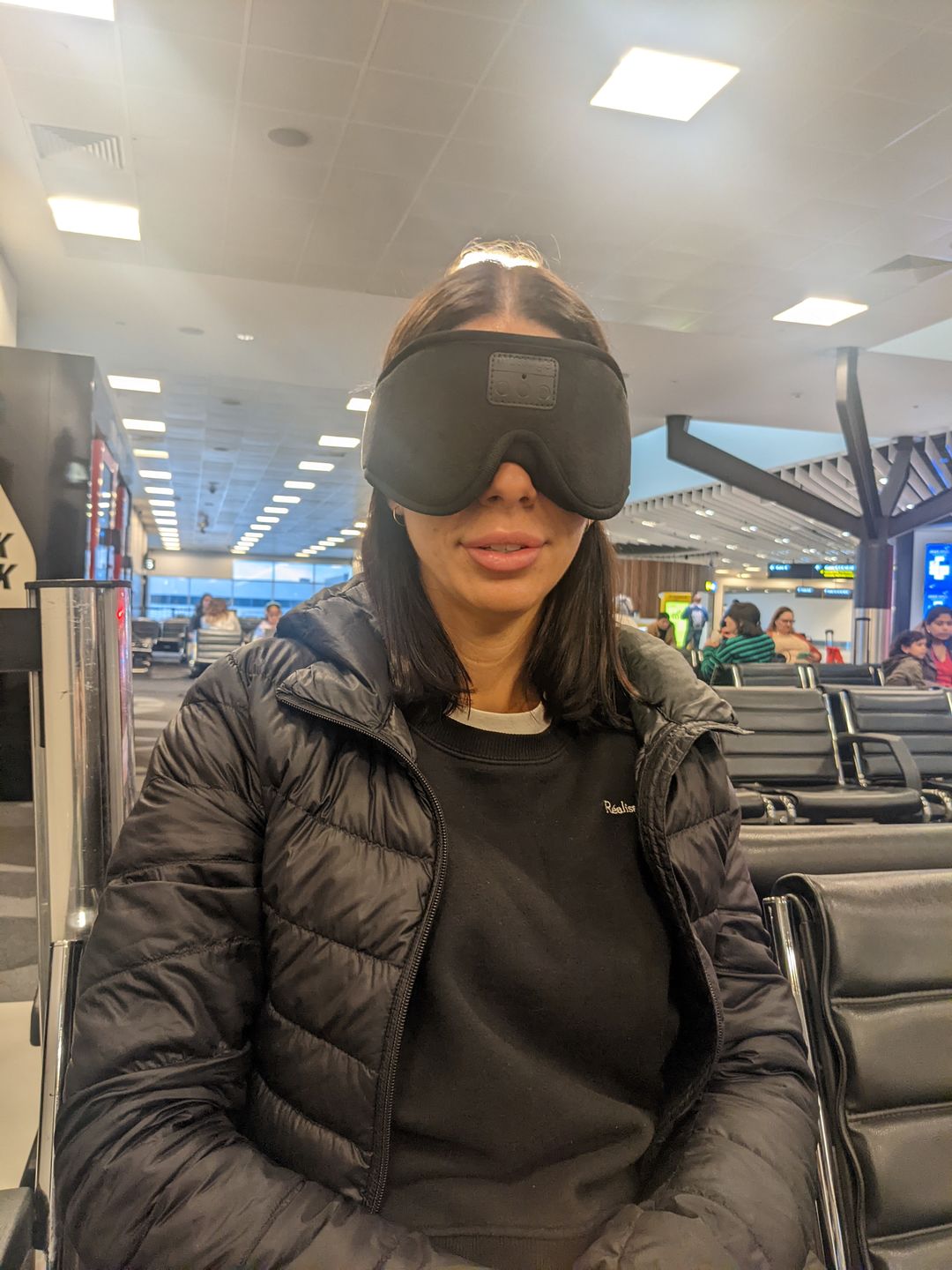 Customer photo review of mussage Sleep Mask With Bluetooth Headphones