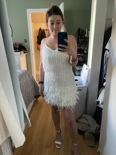 Customer photo review of Feather&Sequined Sweet Mini Dress