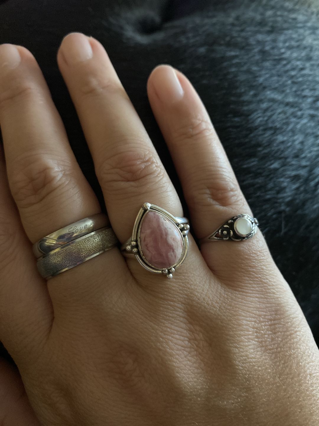 Customer photo review of Teardrop Rhodochrosite Ring Sterling Silver
