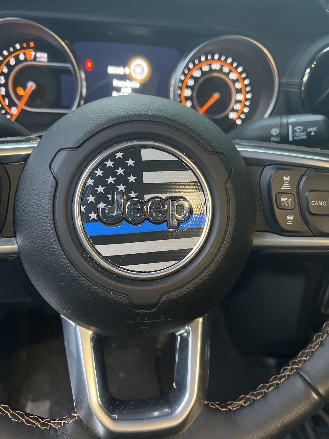 Customer photo review of First Responder Flag Steering Wheel Decal for Jeep