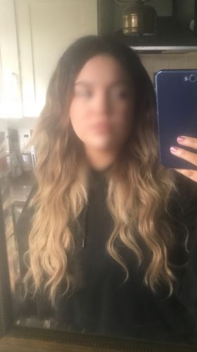 Customer photo review of Miracle Makeover HD Fibre Clip In Hair Extensions - 14” & 22"