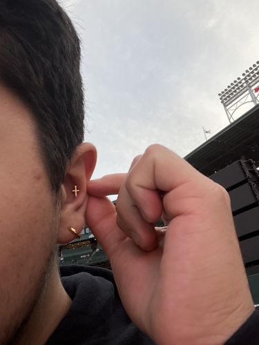 Customer photo review of Dagger Top Internally Threaded Lip Ring