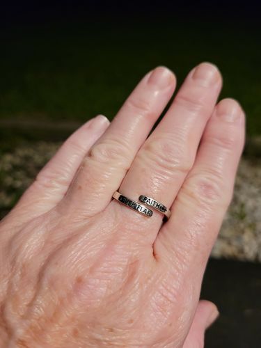 Customer photo review of "FAITH OVER FEAR" Sterling Silver Cross Ring