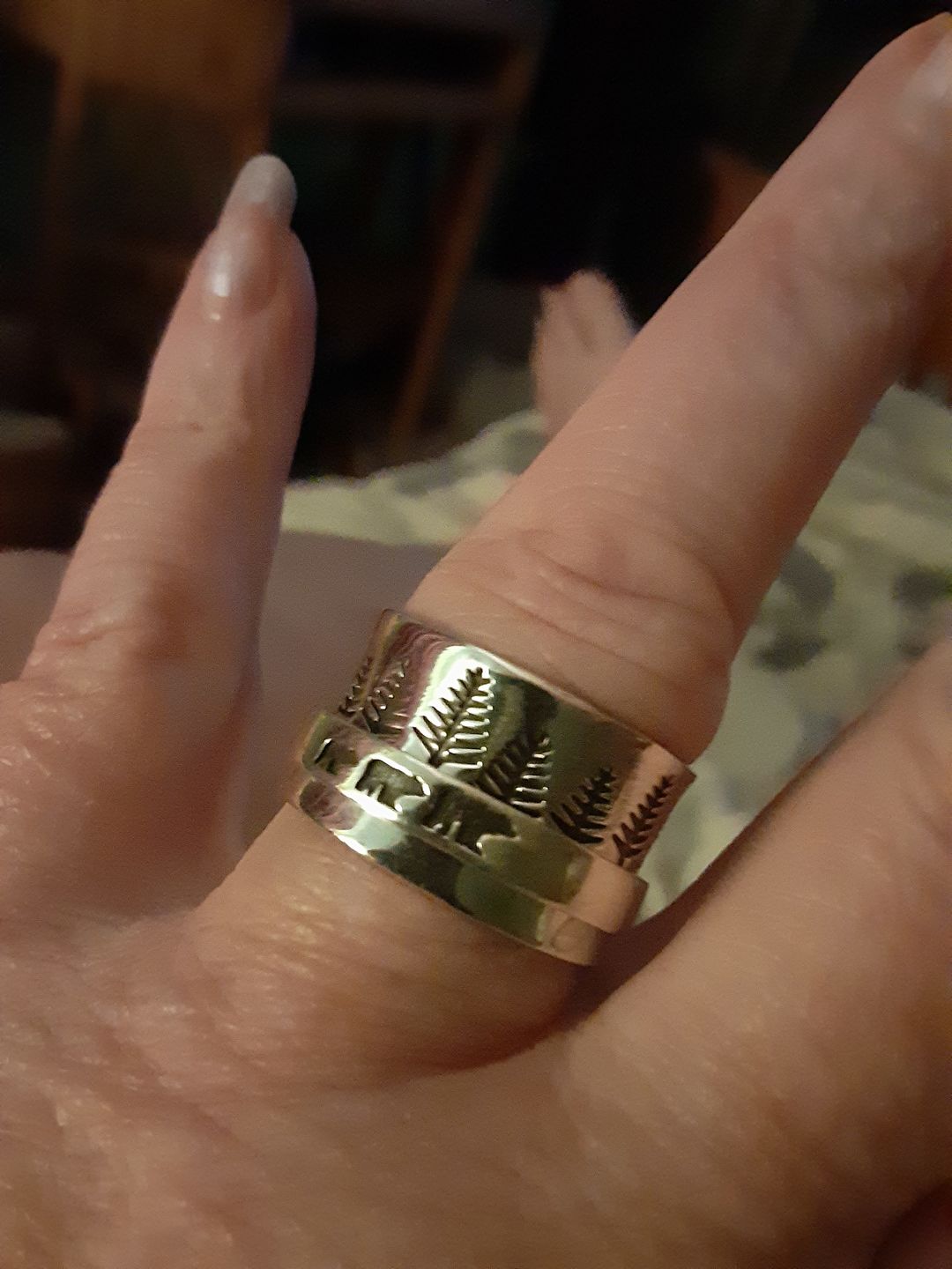 Customer photo review of Forest Mama Bear Fidget Ring Sterling Silver
