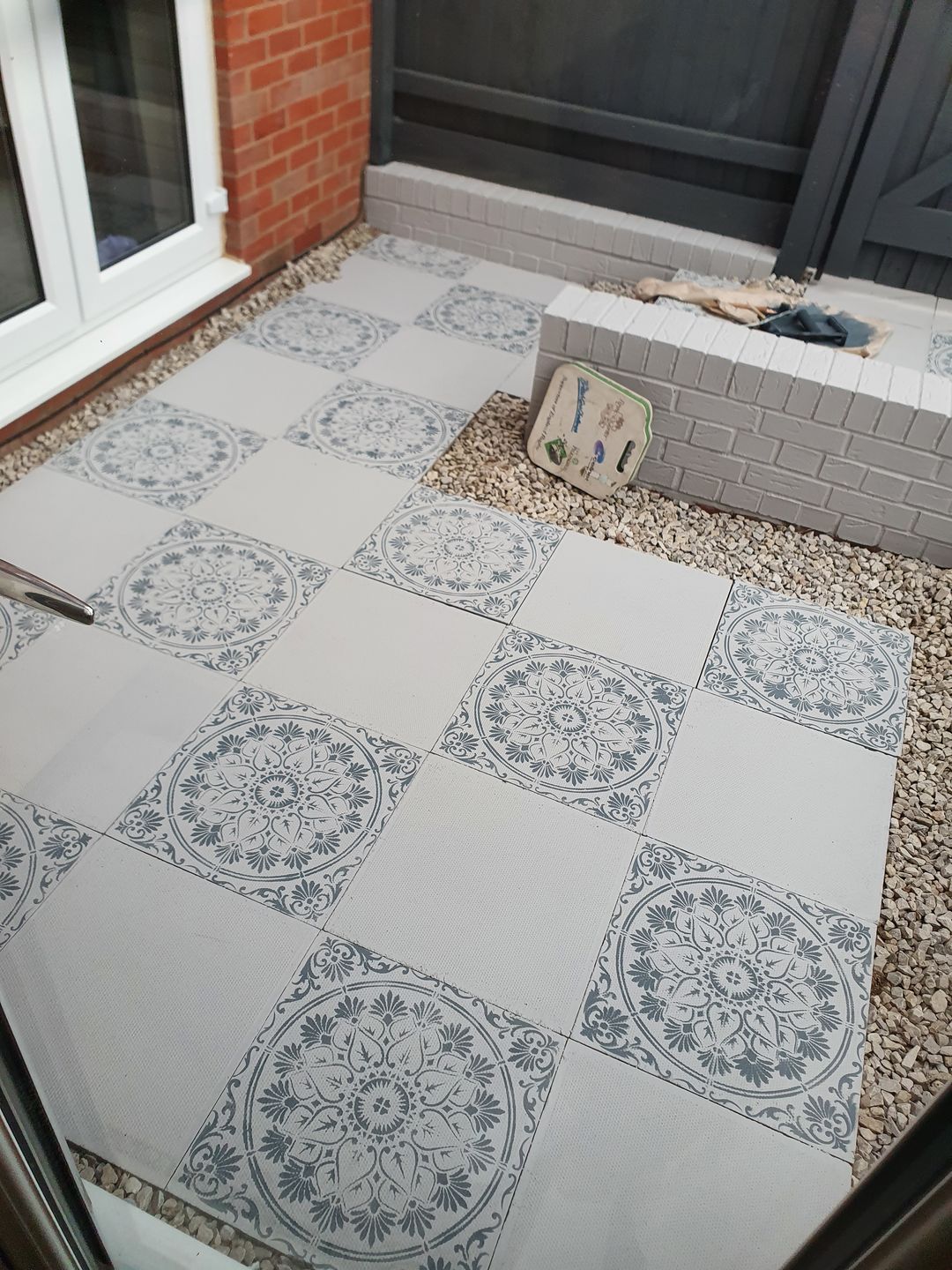 Customer photo review of Varanasi Patio Stencil - Square Slabs