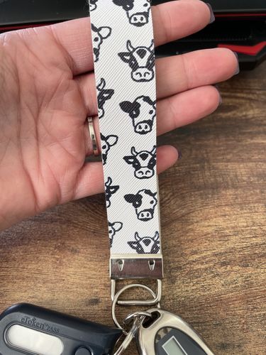 Customer photo review of Cow Faux Leather Key Fob Keychain