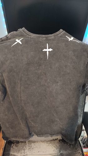 Customer photo review of NEV Washed Cross Letters Graphic Tee