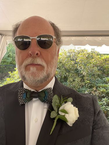Customer photo review of Seattle Polka dot Green Pheasant Feathers Bow Ties lapel Pin Set - Mandujour Handmade